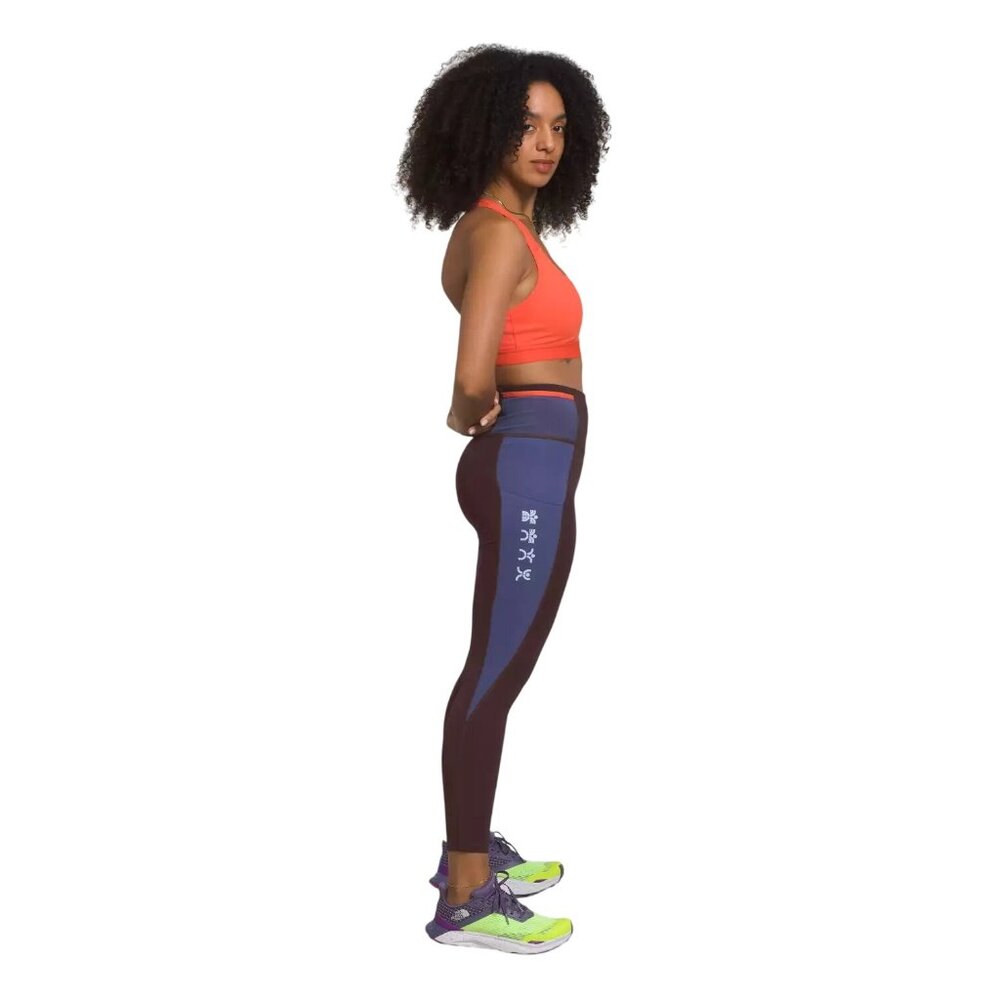 The North Face Womens XS Trailwear QTM High-Rise Legging Coal Brown Cave Blue